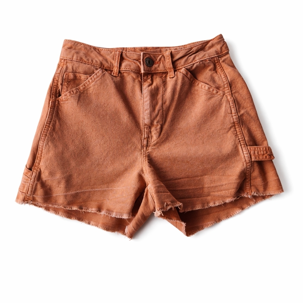 American Eagle Rust Orange Cargo Cutoff Shorts Size 00 Y2K Festival